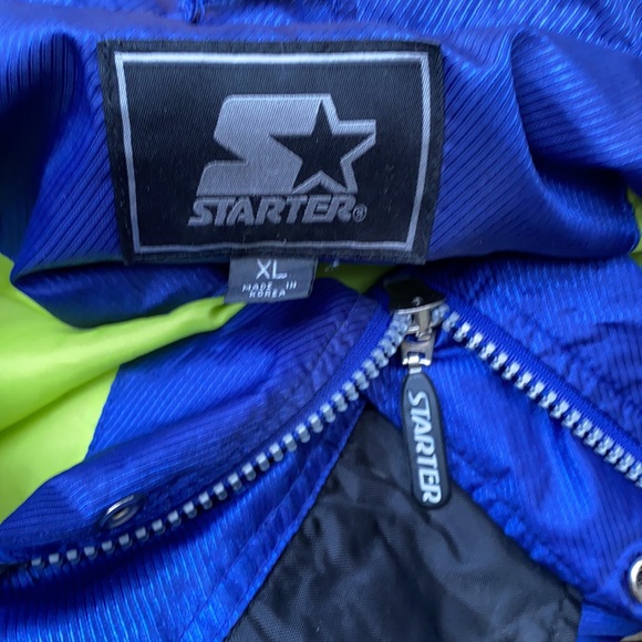 Starter jacket, blue, black and neon green. Pullover - Picture 7 of 8